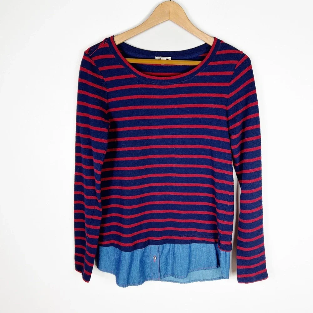 Joie Marilina Striped Layered Crew Pullover